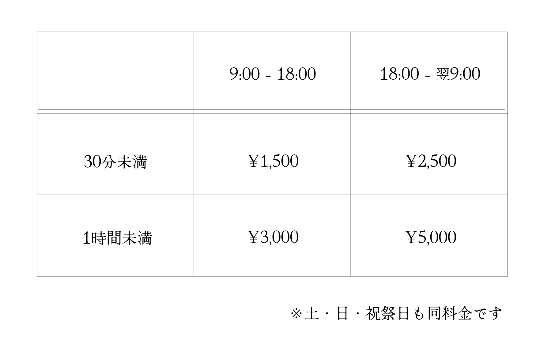 「えん訪問介護」の自費サービスご利用料金の目安表